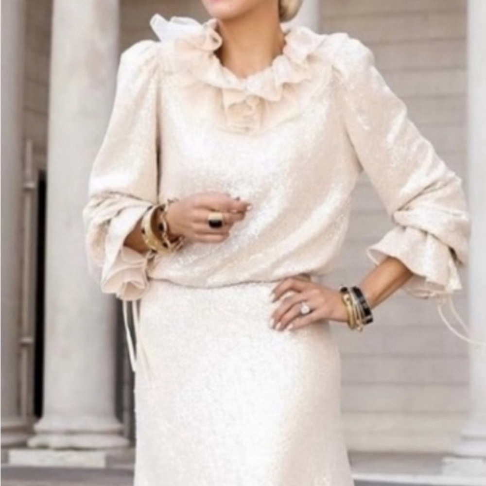 Antonio Melani | NICOLA BATHIE  Sequined Long Sleeve Blouse Champagne